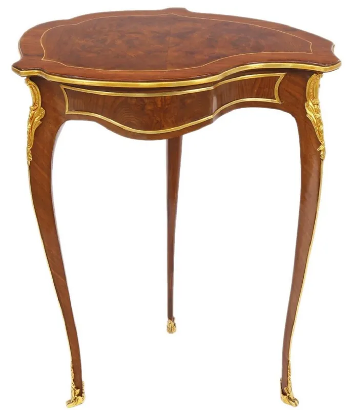 Casa Padrino tavolino barocco in mogano marrone / oro 56 x 40 x H. 75 cm - Mobili Soggiorno Barocco Highlight