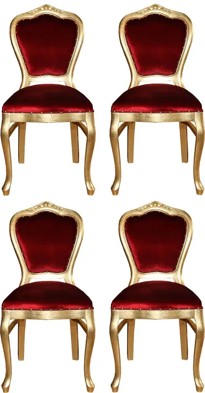 Casa Padrino Set di Sala da Pranzo Barocco di Lusso Bordeaux Rosso / Oro 45 x 46 x H. 99 cm - 4 Sedie da Pranzo Fatte a Mano - Mobili da Sala Barocchi Jetzt Kaufen