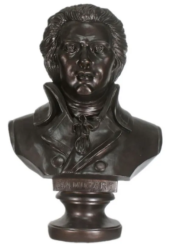 Casa Padrino busto di Mozart barocco nero 50 x 25 x H. 65 cm - Figura Deco in Stile Barocco Neue Kollektion