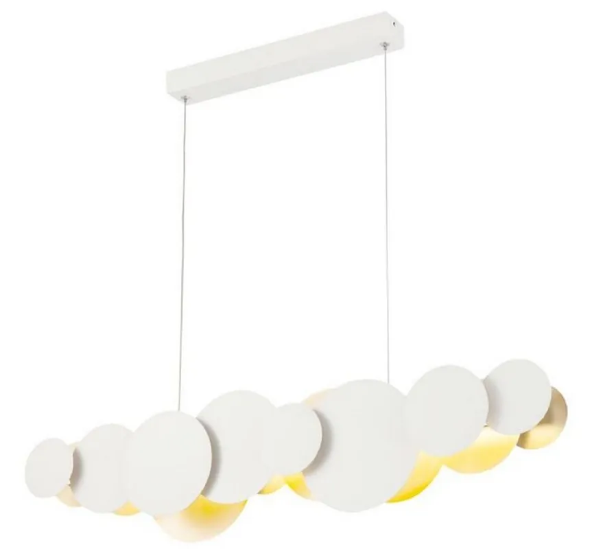 Casa Padrino Lampada a Sospensione a LED Design Bianco / Oro 82 x 8 x H. 38 cm - Lampada a Sospensione di Lusso Super-Preis