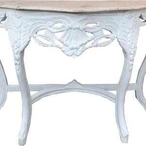 Zertifiziert Consolle Casa Padrino in stile barocco bianco / crema con piano in marmo - consolle stile antico