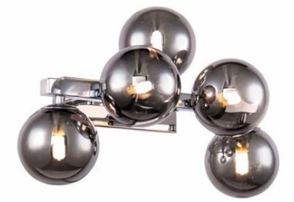 Casa Padrino lampada da parete di design argento / grigio 38 x 23 x H. 24 cm - Lampada da Soggiorno con Paralumi Sferici Neuheit