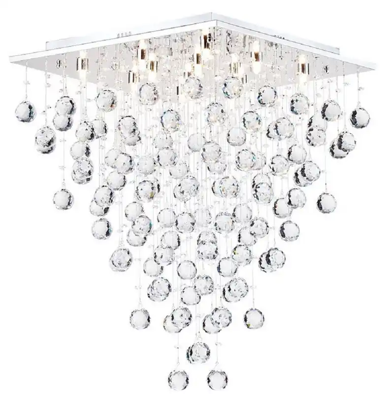 Sofort Bestellen Casa Padrino lampada di copertura di design argento 50 x 50 x H. 65 cm - Moderna Lampada di Copertura in Metallo Cromato con Catene in Cristallo