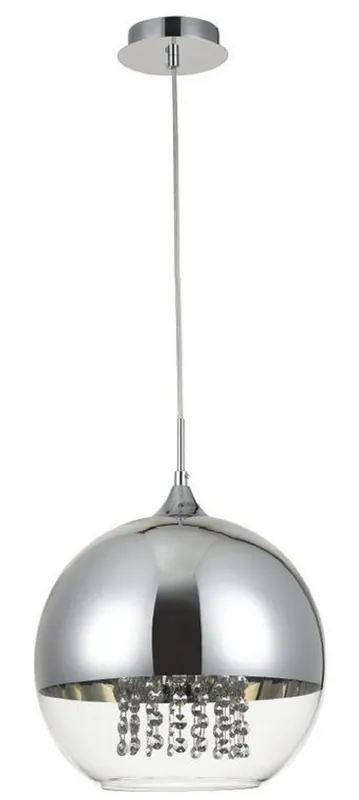 Letzte Chance Casa Padrino lampada a sospensione argento Ø 30 x H. 28 cm - Lampada a Sospensione con Paralume Rotondo e Tendaggi in Cristallo
