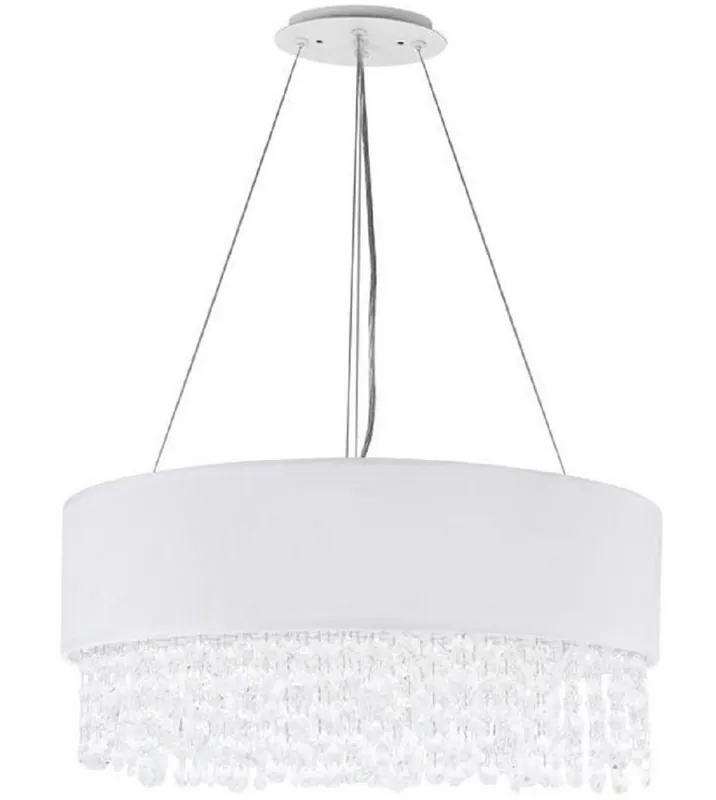 Casa Padrino lampada a sospensione argento / bianco Ø 45 x H. 21 cm - Lampada Rotonda Eccezionale con Struttura in Metallo e Rivestimento in Tessuto Neue Kollektion
