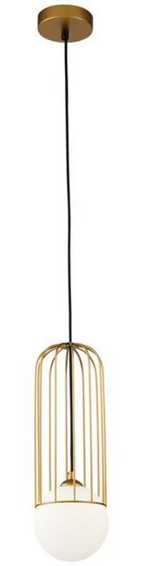Casa Padrino Lampada a Sospensione Oro / Bianco Ø 12 x H. 35 cm - Lampada a Sospensione ad Altezza Regolabile con Paralume Sferico in Vetro Smerigliato Mega-Angebot