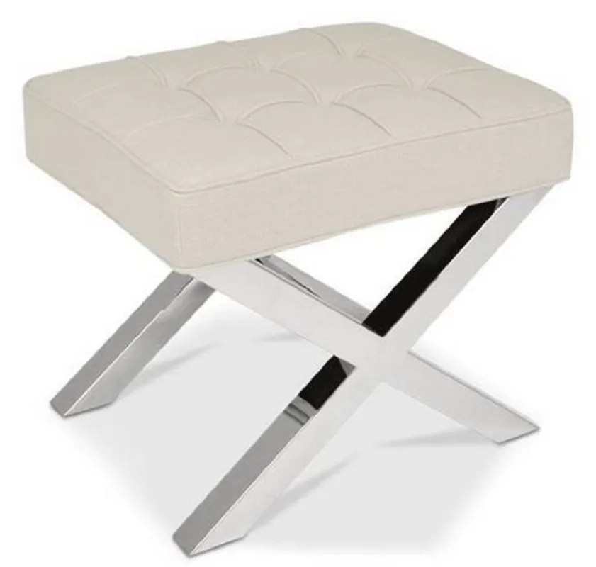 Expressversand Casa Padrino Sgabello Chesterfield Velluto di Lusso Beige / Argento 60 x 50 x H. 47 cm - Mobili per Soggiorno - Collezione di Lusso