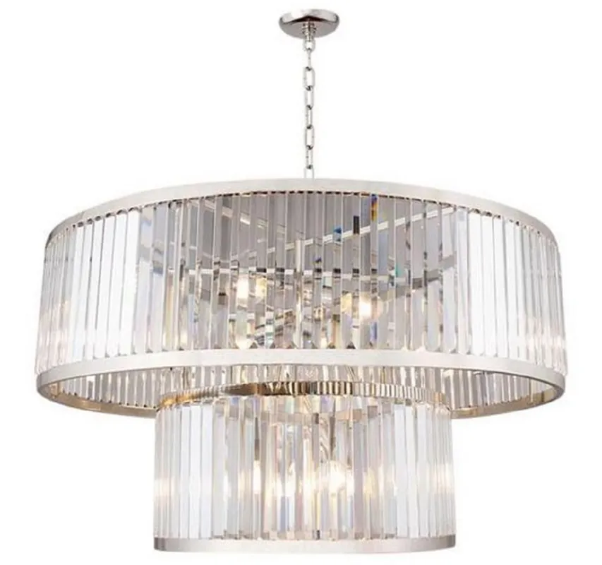 Casa Padrino lampadario in cristallo di lusso argento Ø 90 x H. 50 cm - Lampadario di Hotel e Ristorante - Qualità di Lusso Neue Kollektion