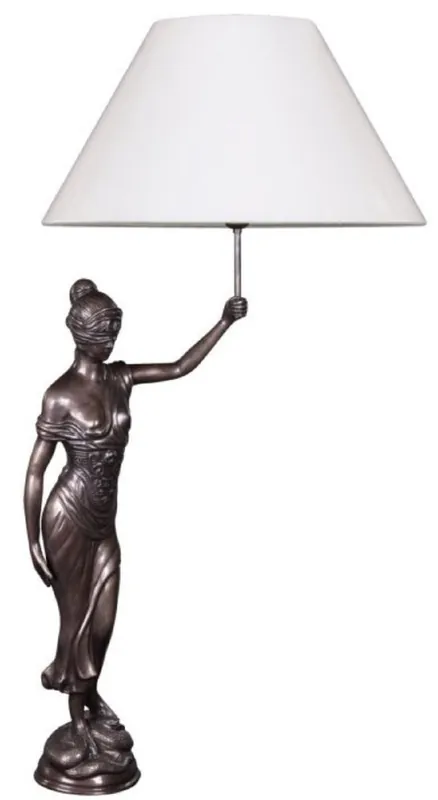 Garantierte Lieferung Casa Padrino lampada da tavolo con figura in bronzo Justitia bronzo / bianco 55 x 48 x H. 105 cm - Lampada da Tavolo per Hotel e Ristorante