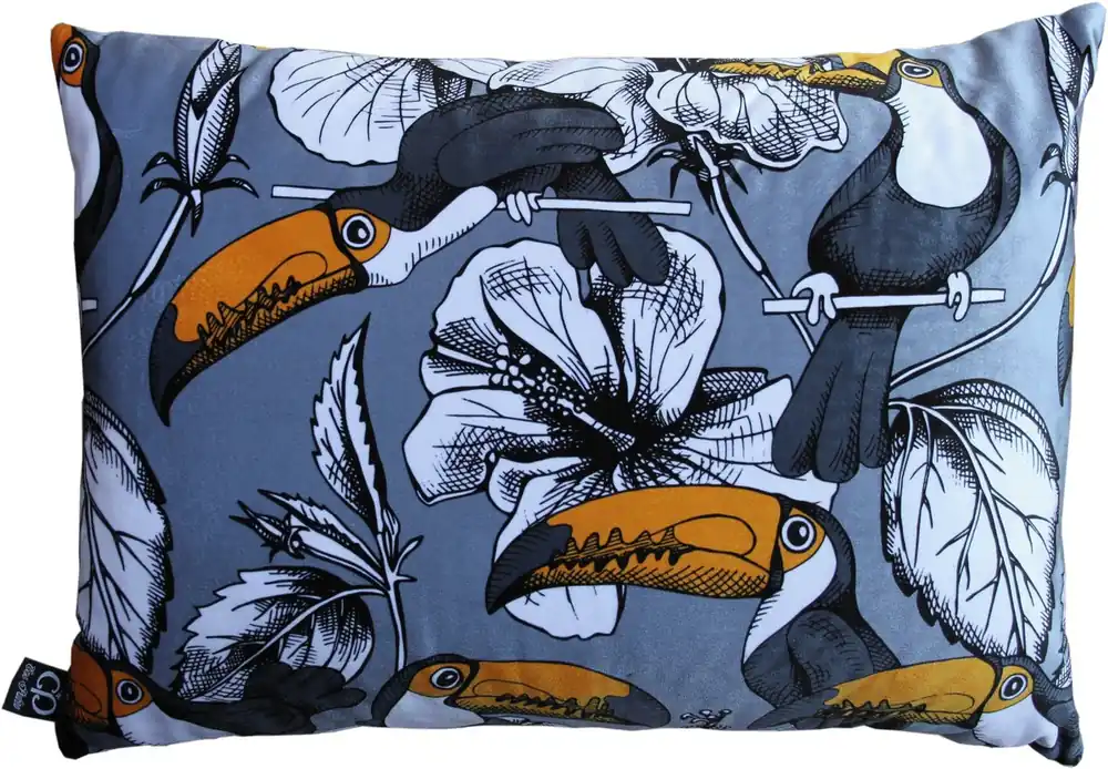 Schnäppchen Cuscino di lusso Casa Padrino Toronto Parrots Grigio / Multicolor 35 x 55 cm - tessuto di velluto più fine - qualità di lusso