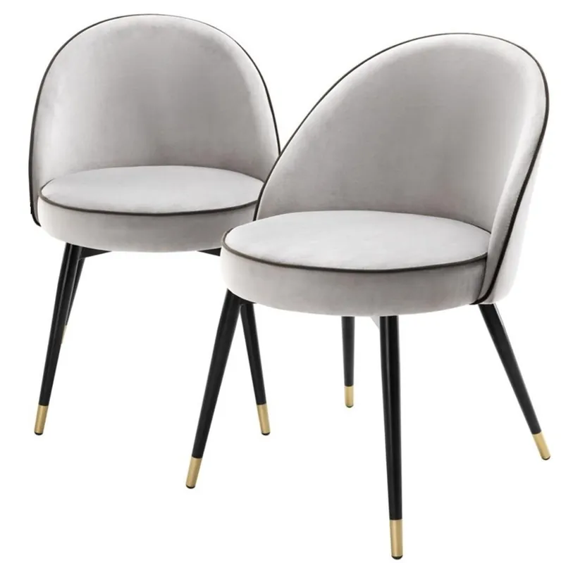 Casa Padrino set di sedia da pranzo di lusso grigio chiaro / nero / ottone 55 x 64 x H. 83 cm - Mobili per la Sala da Pranzo - Collezione di Lusso Jetzt Kaufen