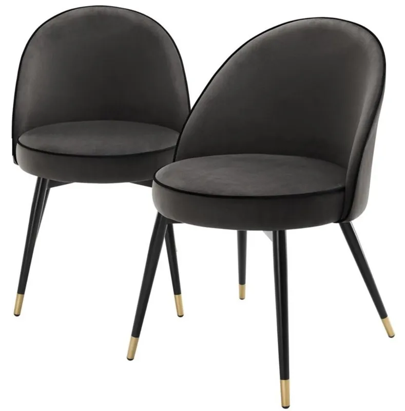 Rabatt Casa Padrino set di sedia da pranzo di lusso grigio scuro / nero / ottone 55 x 64 x H. 83 cm - Mobili per la Sala da Pranzo - Collezione di Lusso