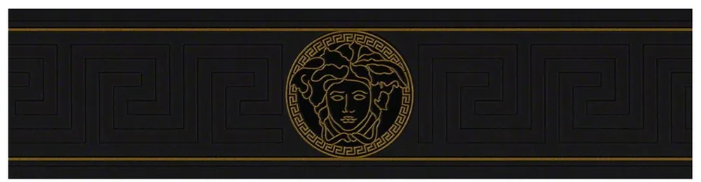 Rabatt Versace Carta da Parati non Tessuta Design Barocco Greco 935224 Nero / Oro - Confine - Carta da Parati Design - Qualità di Lusso