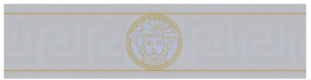 Versace Carta da Parati non Tessuta Design Barocco Greco 935225 Argento / Oro - Confine - Carta da Parati Design - Qualità di Lusso Preisknaller