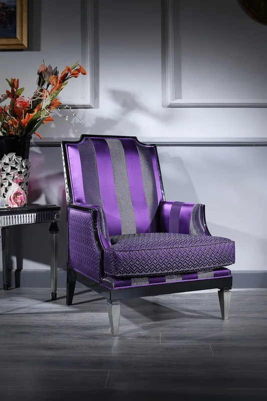 Casa Padrino poltrona da salotto barocco di lusso viola / nero / argento 72 x 76 x H. 103 cm - Mobili Barocchi Top-Preis