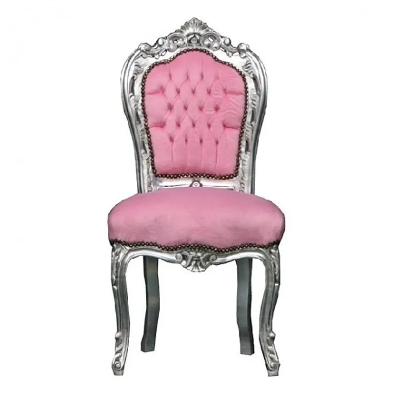 Casa Padrino Barocco Cena sedia rosa / argento Super-Preis