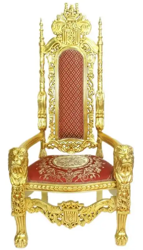 Casa Padrino Poltrona Trono Barocco Leone Rosso / Oro 70 x 60 x H. 180 cm - Sontuosa Poltrona Gigante - Poltrona da Sposa - Poltrona da Matrimonio - Mobili Barocchi Rabatt