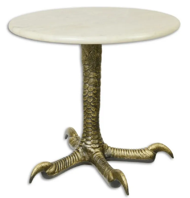 Casa Padrino tavolino di design in ghisa con piano in marmo ottone anticato / bianco Ø 50 x H. 44,5 cm - Mobili di Design per il Soggiorno Jetzt Bestellen