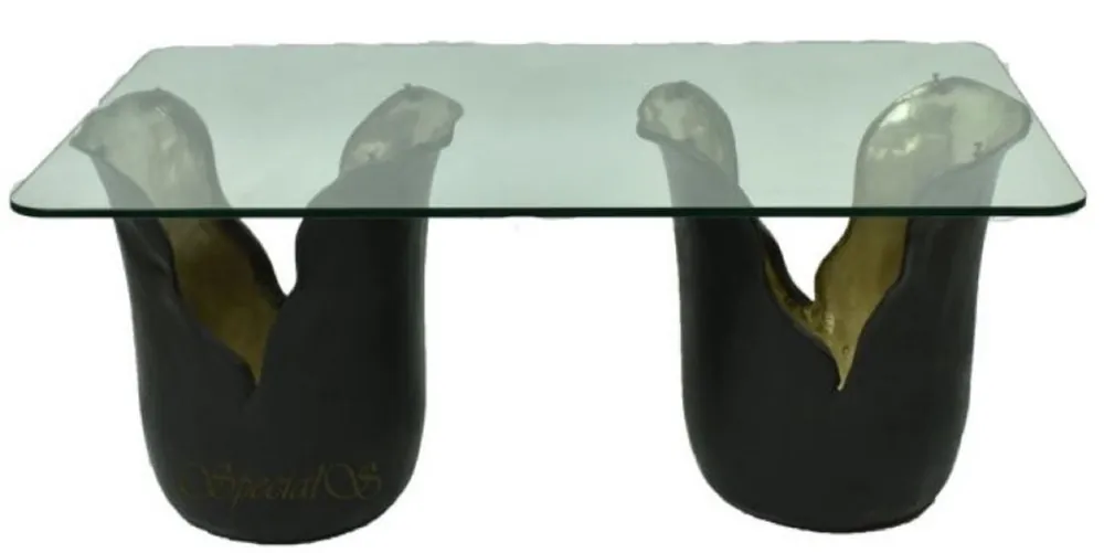 Casa Padrino tavolino di lusso nero / oro 120 x 75 x H. 53 cm - Tavolino da Caffè con Piano in Vetro - Mobili di Design Sonderangebot