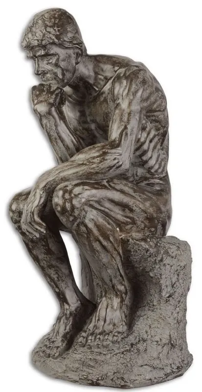 Markenprodukt Casa Padrino Scultura Decorativa Fatto di Poliresina il Pensatore Grigio 18 x 22,2 x H. 39,9 cm - Deco Figura