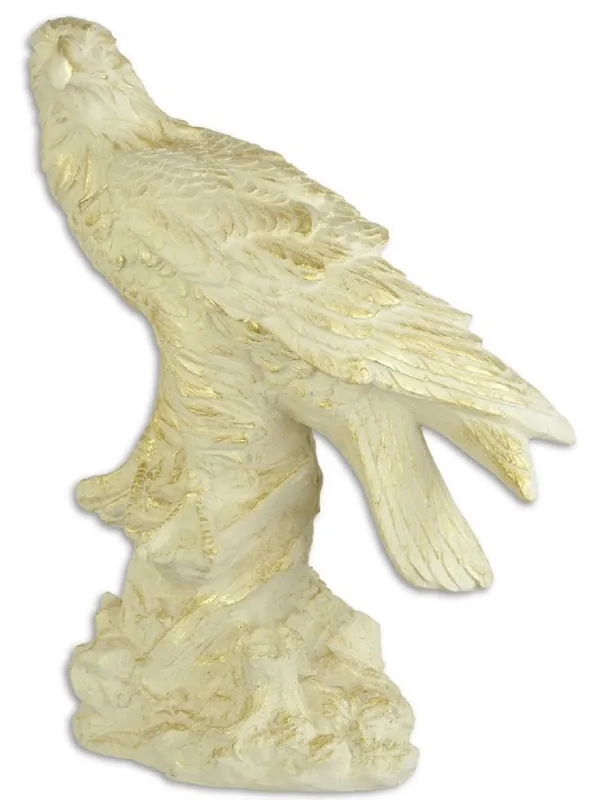 Casa Padrino Decorativa Scultura Aquila Crema / Oro 42,7 x 25,7 x H. 59 cm - Figura Deco de Poliresina Highlight