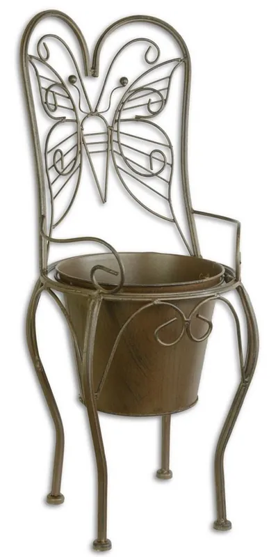 Top-Angebot Casa Padrino Vaso di Fiori Art Nouveau Marrone 24,1 x 25,5 x H. 59 cm - Vaso di Fiori in Metallo nel Design Sedia da Giardino - Decorazione Giardino e Terrazzi