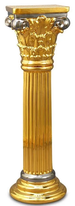 Casa Padrino pilastro in ceramica barocco oro / argento 28 x 28 x H. 88 cm - Mobili Barocchi Highlight
