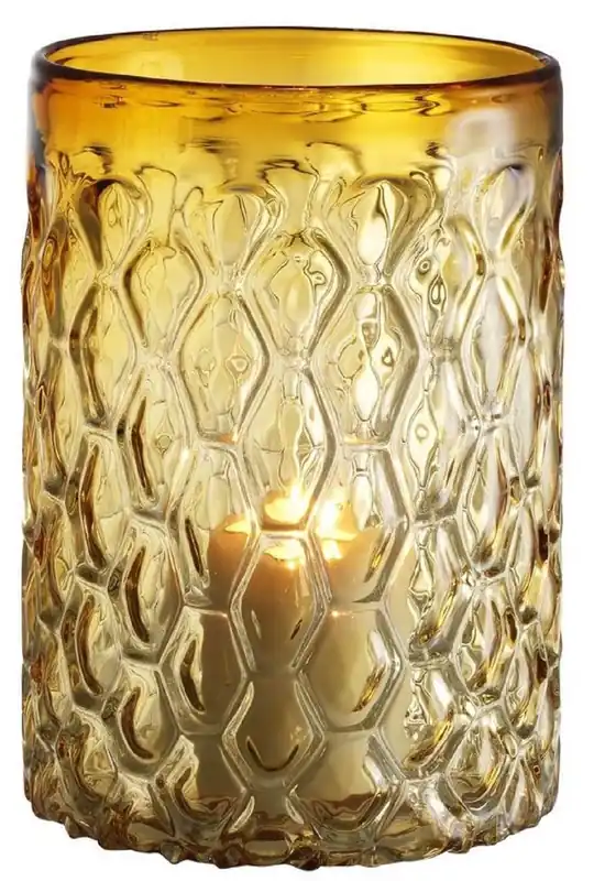 Casa Padrino portacandele in vetro di lusso giallo Ø 20 x H. 28 cm - Accessori per la Decorazione di Hotel e Ristoranti Echt