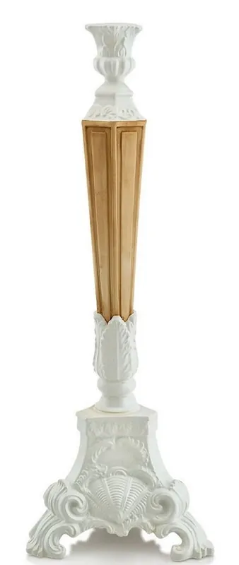 Jetzt Kaufen Casa Padrino portacandele barocco bianco / marrone 24 x 24 x H. 64 cm - Portacandele in Ceramica in Stile Barocco