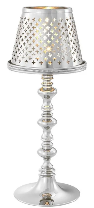 Casa Padrino portacandele in ottone di lusso con paralume argento Ø 16 x H. 39 cm - Accessori Decorativi Expressversand