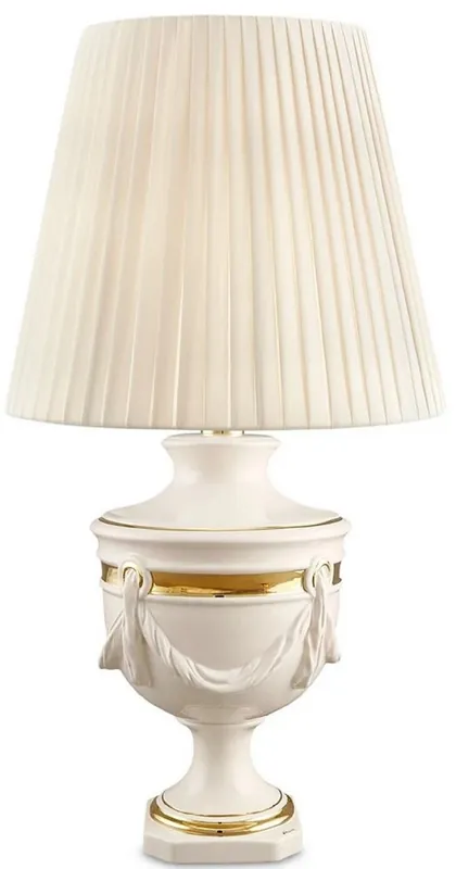 Casa Padrino lampada da tavolo barocco in ceramica avorio / oro Ø 45 x H. 90 cm - Lampada da Soggiorno Barocco Neuheit