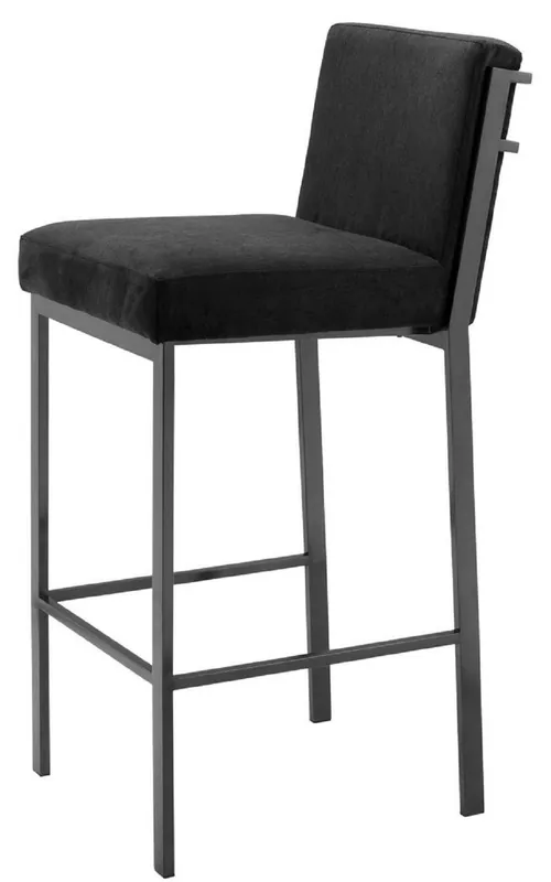 Sofort Bestellen Casa Padrino sgabello da bar di lusso nero / bronzo 43 x 54 x H. 101 cm - Sedia da Bar di Design in Acciaio Inossidabile con Tessuto in Velluto - Mobili da Bar