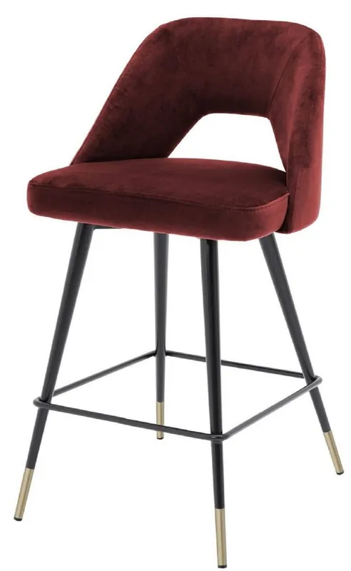 Casa Padrino sgabello da bar di lusso bordeaux rosso / nero / ottone 50 x 50 x H. 90 cm - Sgabello da Bar con Schienale Sofort Bestellen