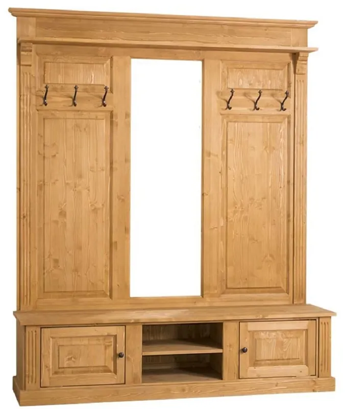 Casa Padrino armadio stile country natura 180 x 41 x H. 210 cm - Armadio in Legno Massello con Specchio - Mobile Guardaroba Stile Country Bestseller