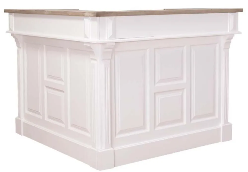 Neue Kollektion Casa Padrino bancone bar in stile country bianco / naturale 140 x 140 x H. 107 cm - Bancone Bar con 2 Cassetti - Mobili in Stile Country