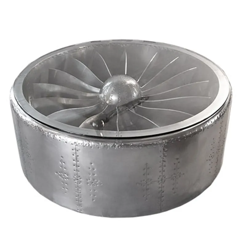 Günstig Tavolino di lusso in alluminio Casa Padrino Circa 128 x H 42 cm Turbina per aereo - Tavolo da arredamento vintage in stile Art Déco