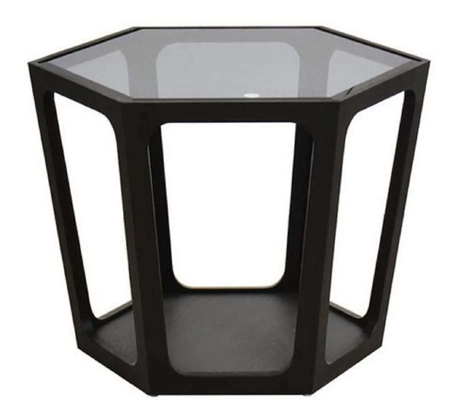 Casa Padrino tavolino di lusso nero 70 x 61 x H. 44 cm - Tavolo da Salotto con Piano in Vetro Colorato Nero - Mobili da Soggiorno - Mobili di Lusso Letzte Chance