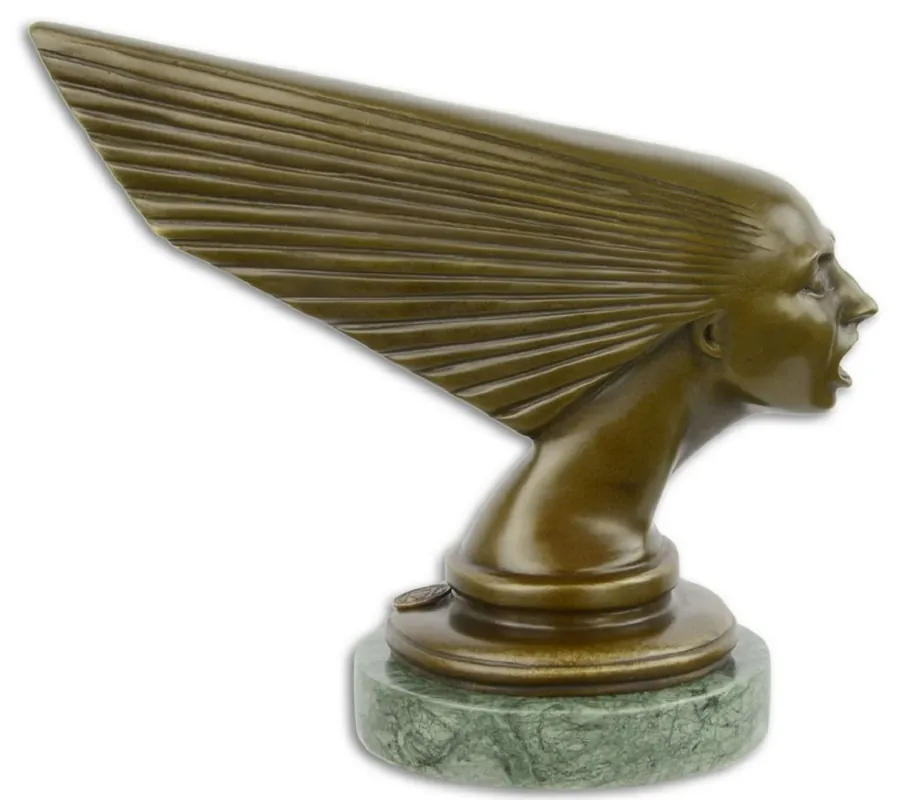 Casa Padrino statua in bronzo di lusso spirito del vento bronzo / verde 20,3 x 10,2 x H. 17,2 cm - Scultura Art Deco in Bronzo con Base in Marmo Knallerangebot