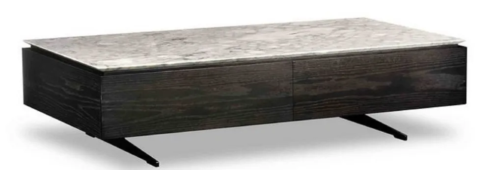 Neue Kollektion Casa Padrino tavolino di lusso con 2 cassetti nero / bianco 150 x 80 x H. 38 cm - Tavolo da Salotto con Piano in Marmo - Mobili di Lusso