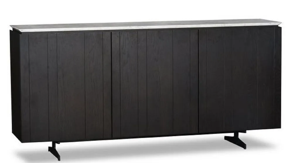 Mega-Angebot Casa Padrino armadio soggiorno di lusso con 3 porte e piatto di marmo nero / grigio 179 x 40 x H. 80 cm - Mobile da Soggiorno - Qualità di Lusso
