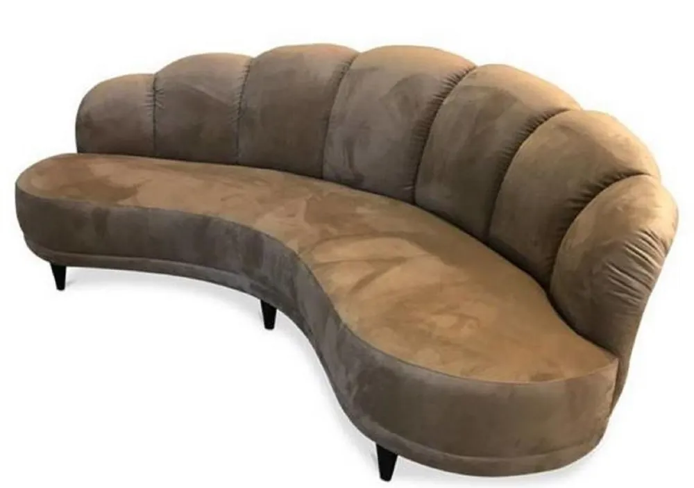 Schneller Versand Casa Padrino divano di lusso marrone nocciola / nero 231 x 124 x H. 85 cm - Divano in Velluto Curvo - Mobili per Soggiorno
