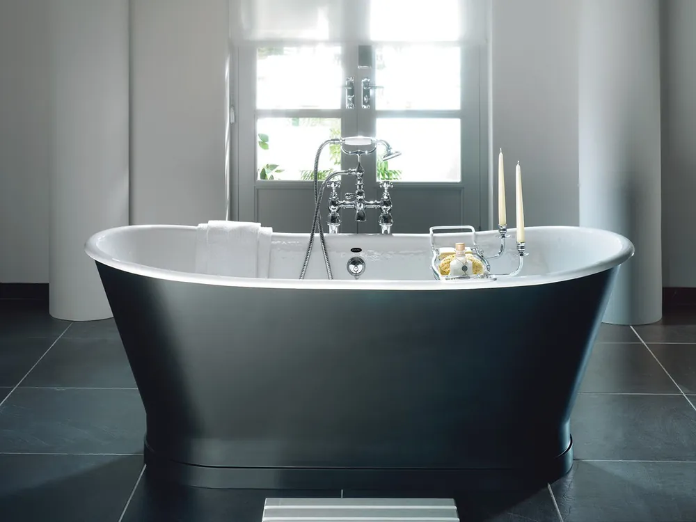 Casa Padrino Vasca da Bagno Art Nouveau di Lusso Grigio / Bianco 170 x 68 x H. 72,5 cm - Vasca da Bagno Autoportante - Mobili da Bagno Nur Heute