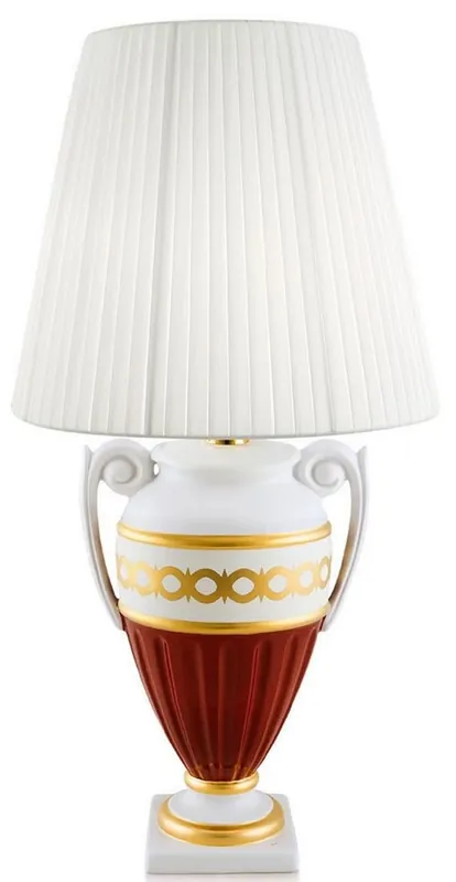 Casa Padrino lampada da tavolo barocco bianco / rosso / oro Ø 40 x H. 75 cm - Lampada da Salotto in Ceramica in Stile Barocco Super-Preis