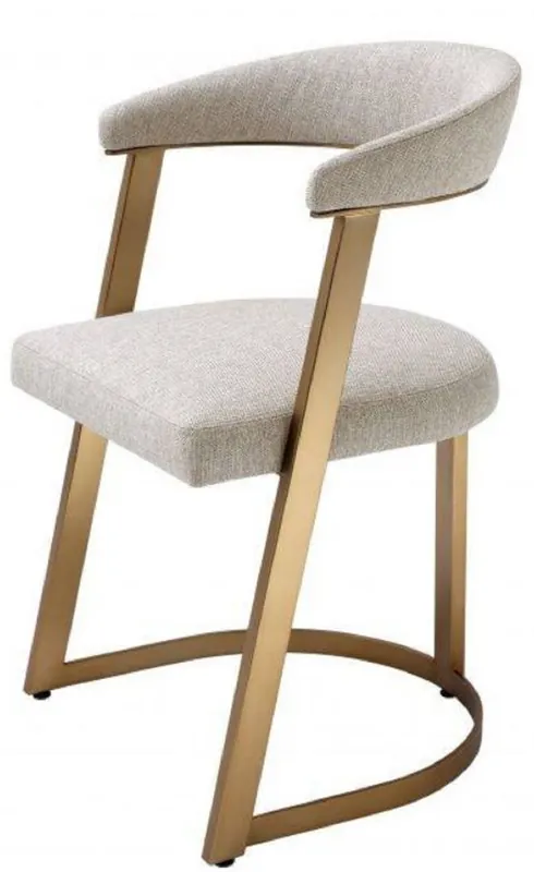 Casa Padrino sedia di design con braccioli naturale / ottone 53,5 x 49 x H. 78 cm - Sedia da Pranzo - Sedia da Ufficio - Mobili di Design Expressversand
