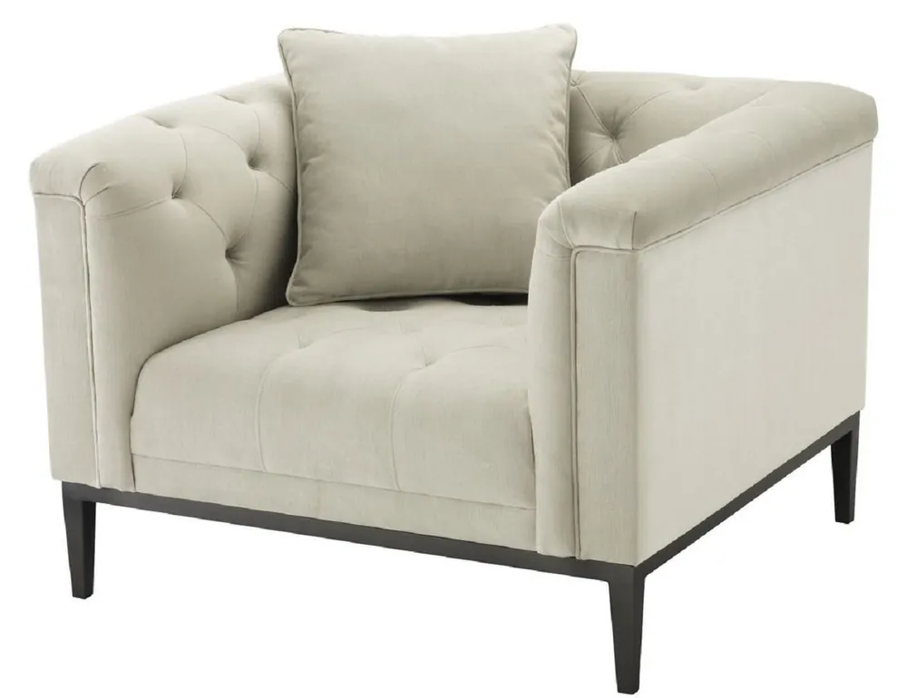 Casa Padrino Poltrona Chesterfield di Lusso con Cuscino Grigio Chiaro / Gunmetal 103 x 97 x H. 75 cm - Mobili per Soggiorno Chesterfield Garantierte Lieferung
