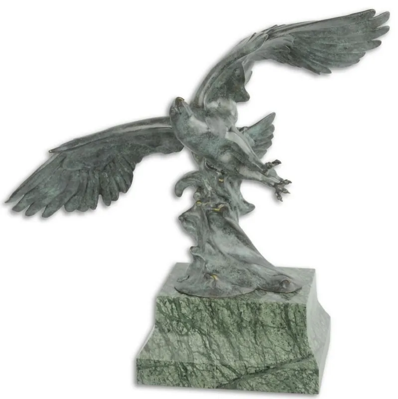 Casa Padrino scultura in bronzo di lusso aquila volante grigio / verde 44,6 x 17,7 x H. 42,7 cm - Figura in Bronzo Decorativo Aktuell