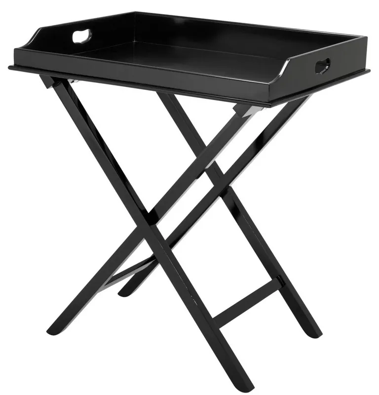Casa Padrino vassoio da portata di lusso con supporto nero 77 x 59,5 x H. 81,5 cm - Vassoio in Mogano Rimovibile e Pieghevole - Accessori di Lusso Markenprodukt