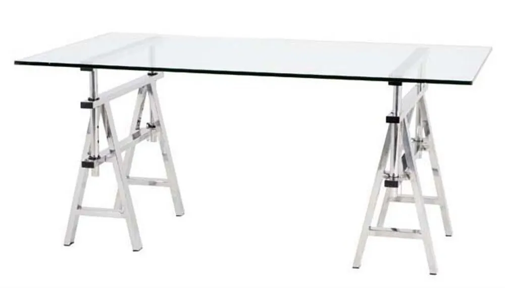 Casa Padrino Luxury Scrivania / Scrittoio Vetro / Argento Architetto Art Deco 150 cm Angebot