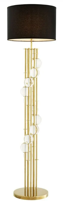 Casa Padrino lampada da terra di lusso oro / nero Ø 48 x H. 176 cm - Lampada di Design con Cristallo - Lampada da Soggiorno di Lusso Top-Angebot