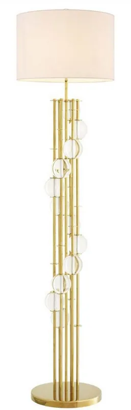 Sofort Bestellen Casa Padrino lampada da terra di lusso oro / bianco Ø 48 x H. 176 cm - Lampada di Design con Cristallo - Lampada da Soggiorno di Lusso